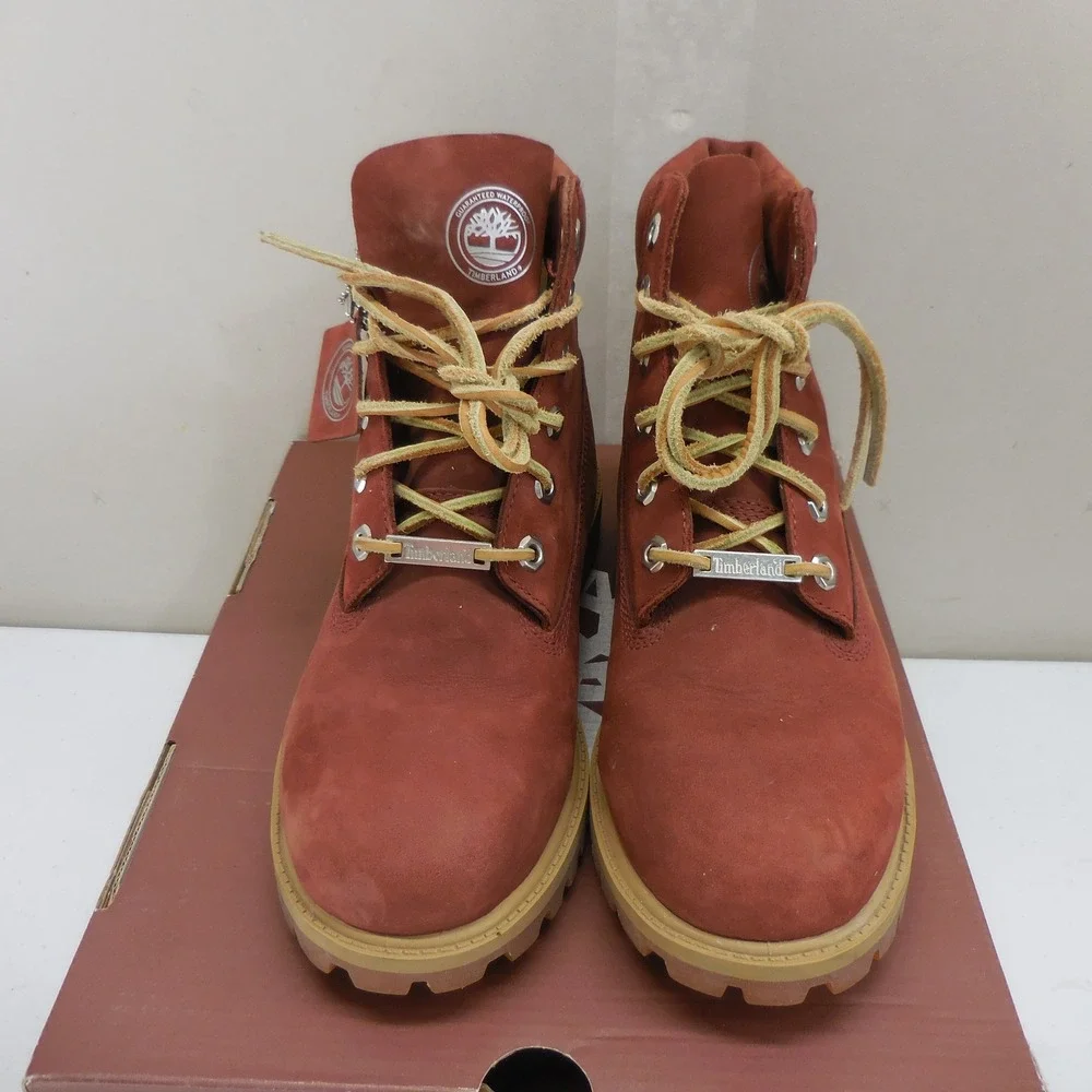 Timberland Premium 6 Inch Waterproof Burgundy Nubuck Boots TB0A15J4 Kids 5.5 M